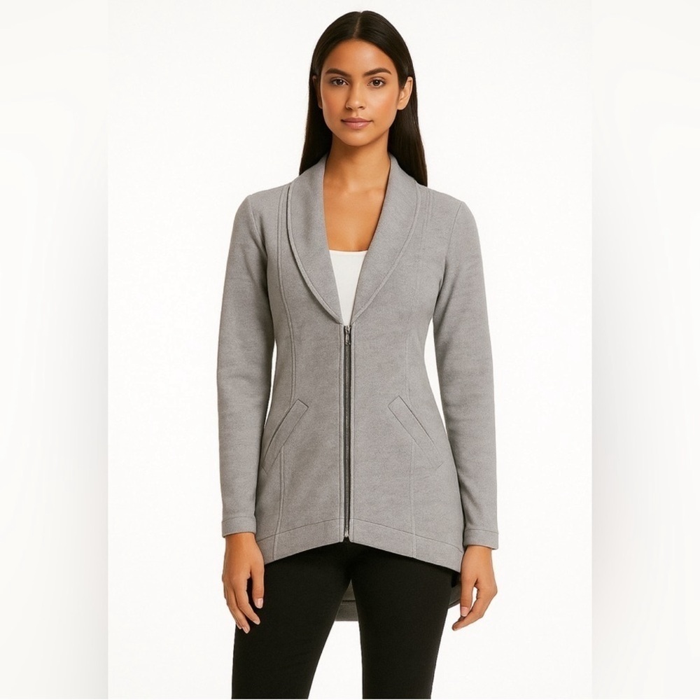 Cabi Drop-off pinstripe zip-up - gray color